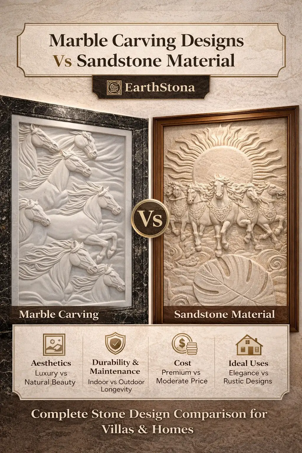 Comparison between Marble Carving Designs Vs Sandstone Carving Designs